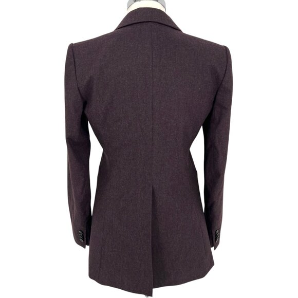 Theory Andorie Virgin Wool Tailored Two Button Blazer Dark Plum Burgundy Size 6 - Picture 7 of 16